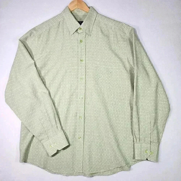 BUGATCHI Men's Dress Shirt XL Long Sleeve Woven Plaid Green - Picture 1 of 16